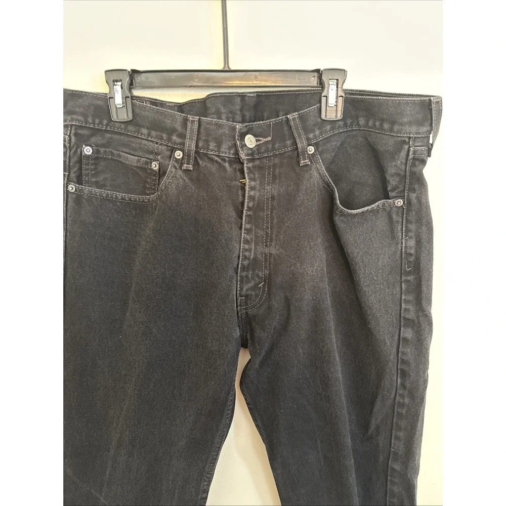 Levi's 505 Regular Fit Straight Leg Jeans Men's 38x30 Black‎ Denim  Cotton